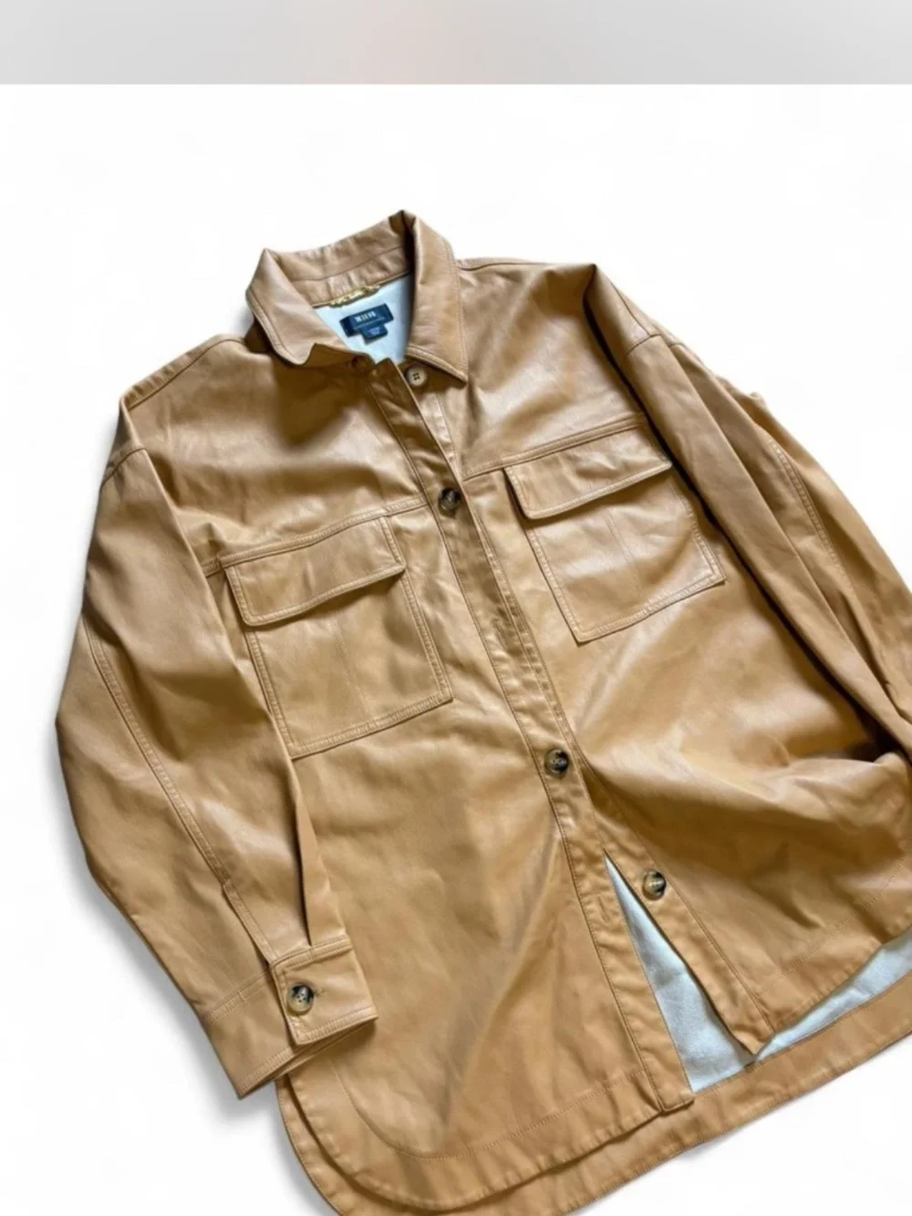 Maeve by Anthropologie Faux Leather Camel Shacket – Size Large - Picture 6 of 6